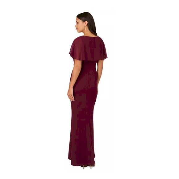 Adrianna Papell Women's Flutter-Sleeve Crepe Ruffled Gown Size 4 NEW NWT - Picture 5 of 15